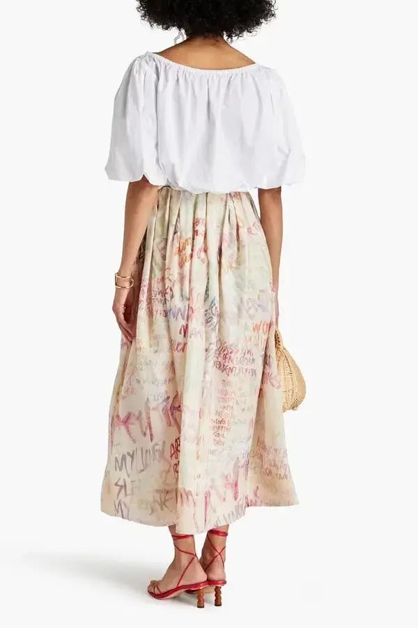 Zimmermann Dancer Gathered Maxi Skirt Ivory Graffiti Size 1 / AU 10 photo 2