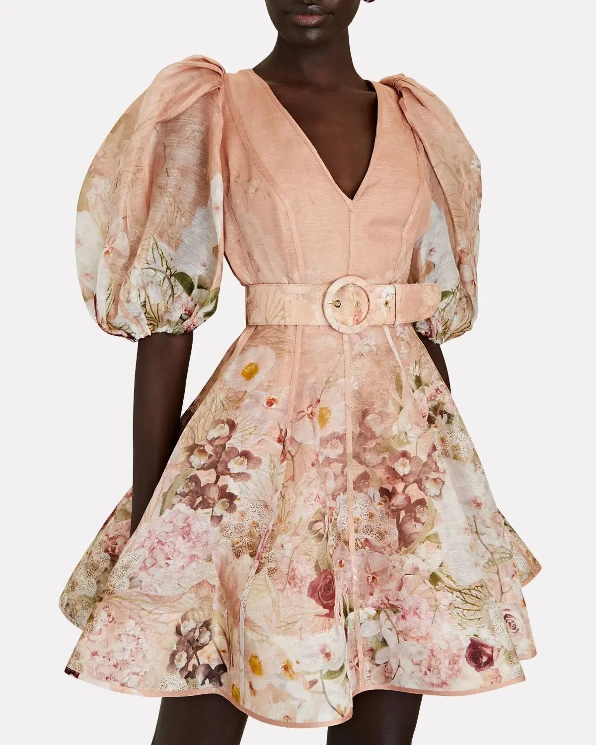 Zimmermann Dancer Puff Sleeve Mini Dress Pink Size 1 / Au 10 photo 3