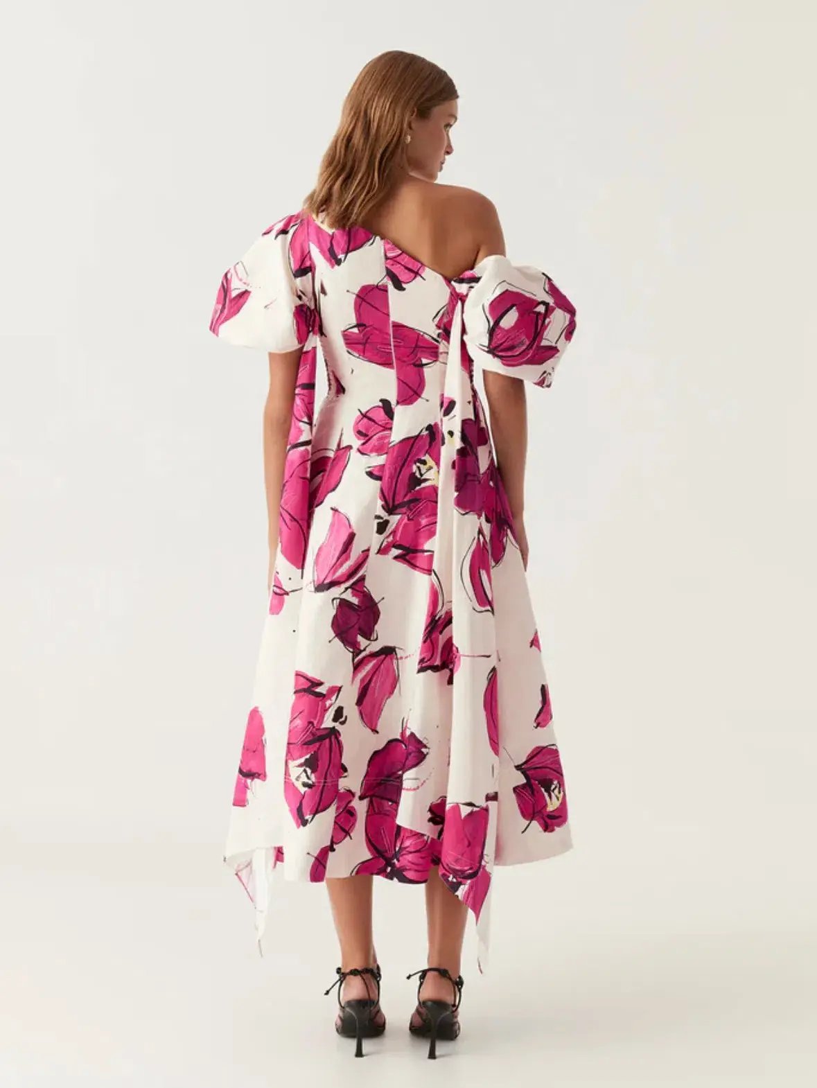 Aje Tulip Sleeve Midi Dress Falling Florals Size AU 8 photo 2