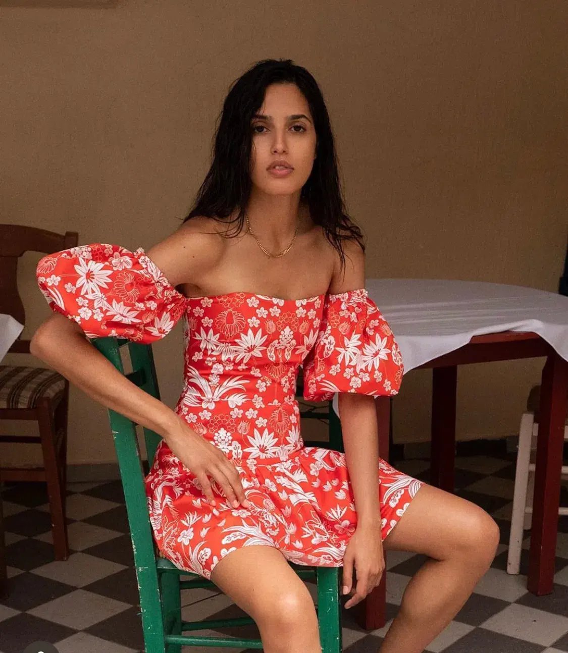 Borgo De Nor Ziggy Off The Shoulder Floral Print Mini Dress Red Size AU 8 photo 5