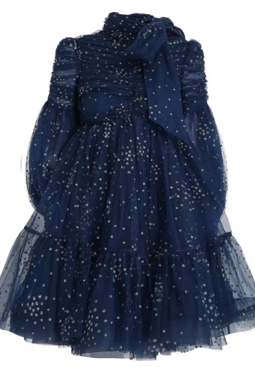 Zimmermann Rhythm Ruched Glitter Mini Dress Navy Size 0 / AU 8 photo 3