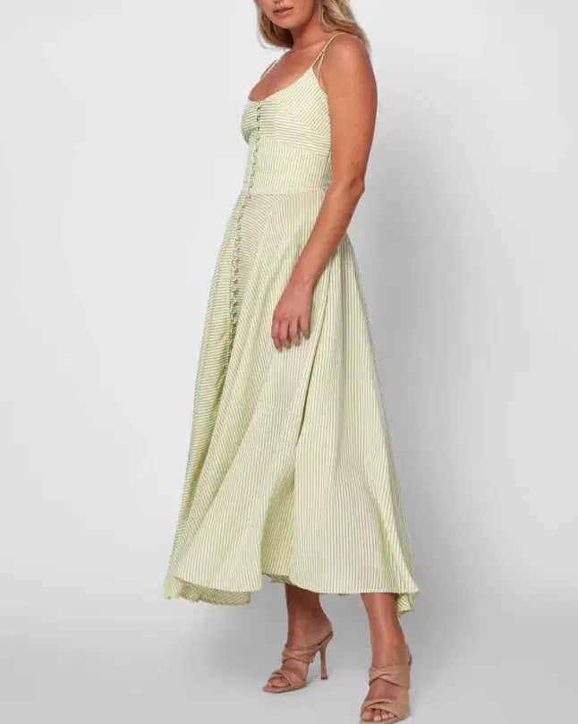 BY JOHNNY Pistachio Stripe Sun Dress Size 12 photo 5