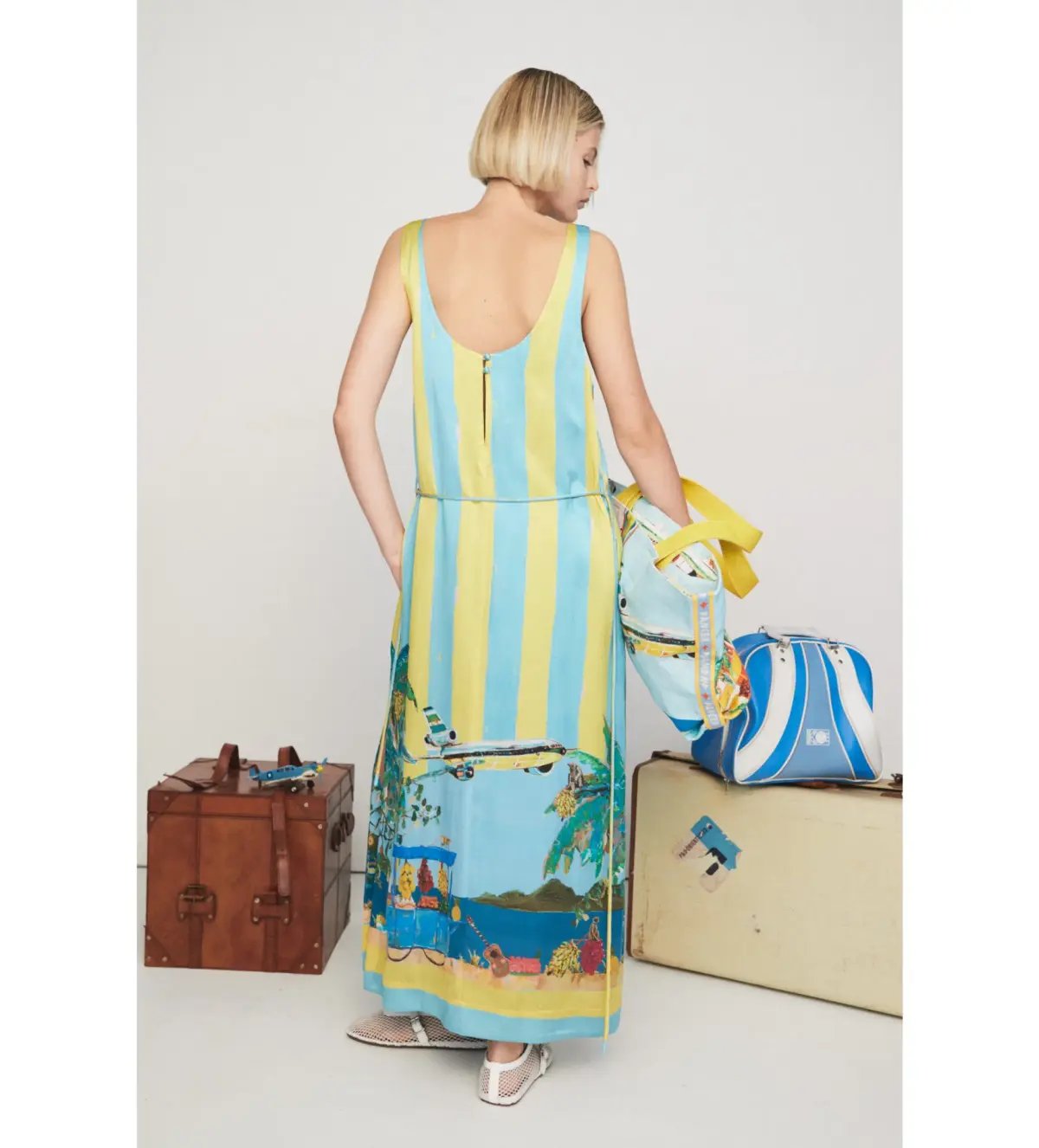Alemais All Aboard Sleeveless Midi Dress Print Size AU 16 photo 3