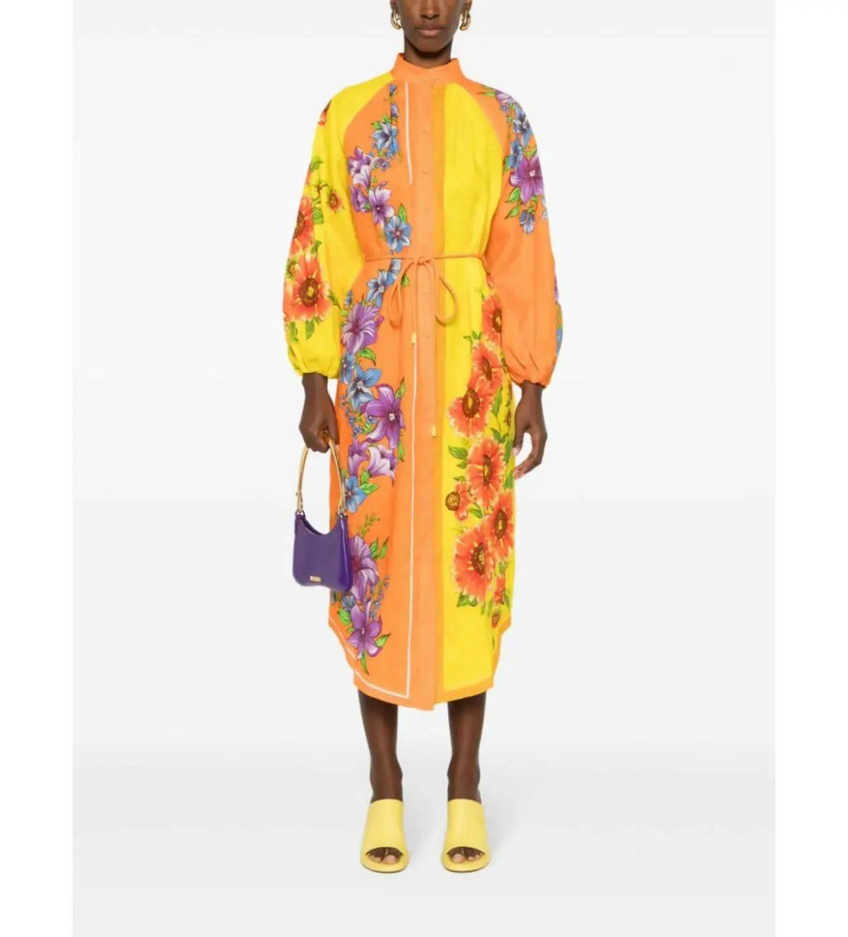 Alemais Jude Linen Midi Shirtdress Multi/Floral Size AU 10 photo 2