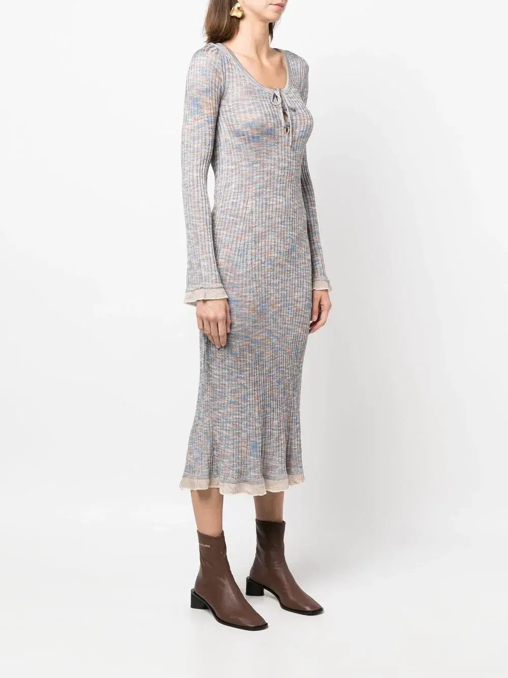 Acne Studios Kadley Cable Knit Midi Dress Grey Size XS / AU 6 photo 4