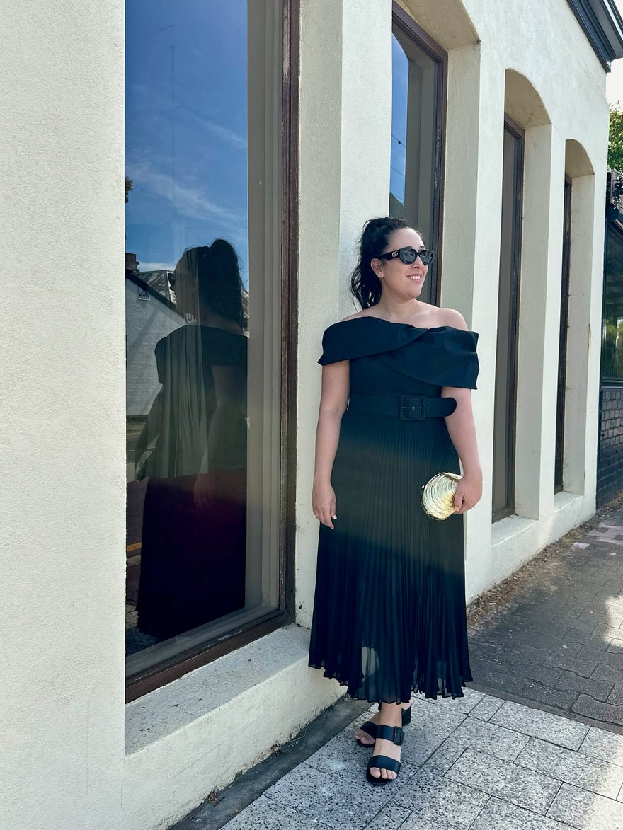 Rebecca Vallance Emilie Off The Shoulder Midi, Black photo 2