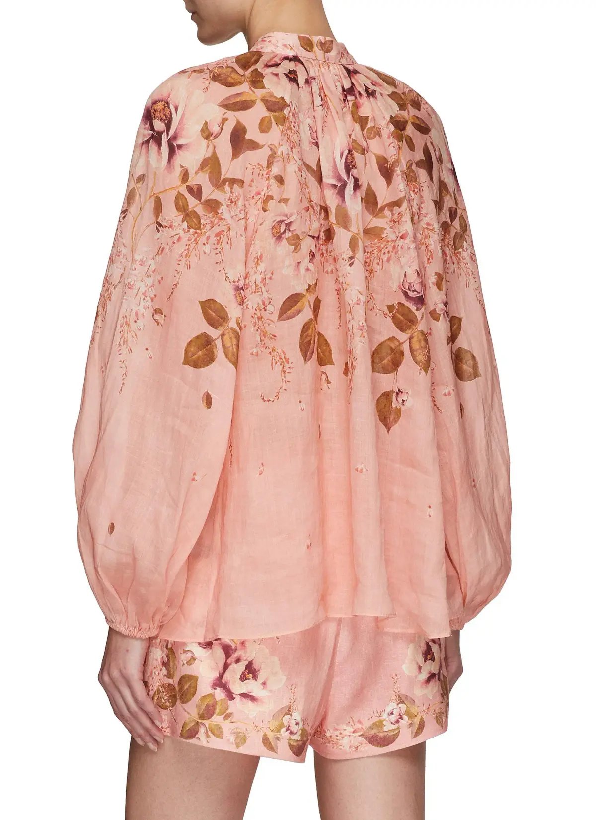 Zimmermann Rosa Tie Blouse Pink Peony Floral Size 0 / AU 8 photo 3