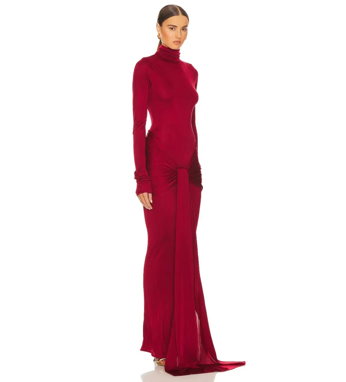 Helsa Slinky Jersey Sarong Maxi Dress in Red Size XS / AU 6 photo 2