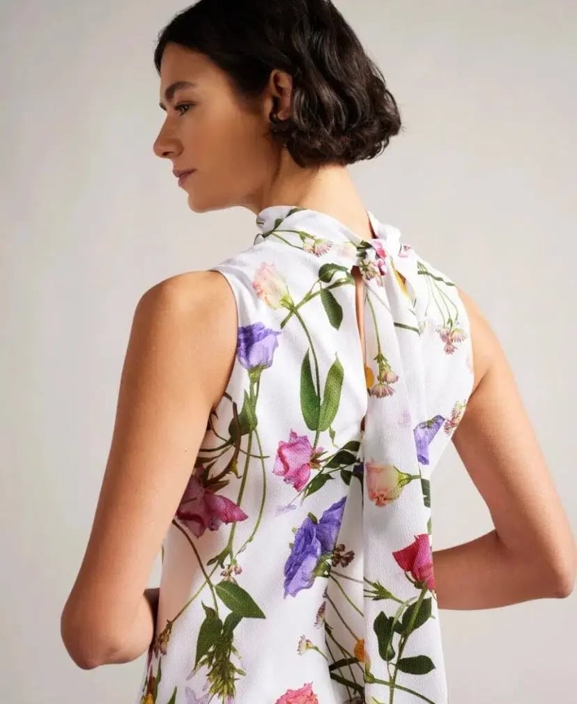 Ted Baker Addilin Cowl Neck Slip Midi Dress White Floral Size 2 AU 10 photo 5