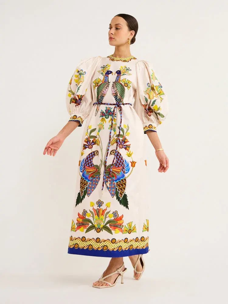 Alemais Effie Puff Sleeved Dress Print Size 14 photo 2