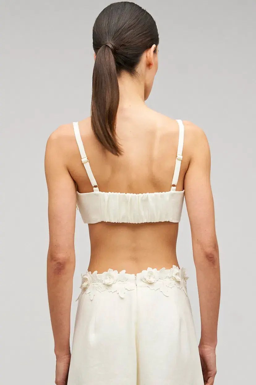 Oroton Rosebud Lace Bralet and Midi Skirt Set Soft Cream Size 8 photo 4