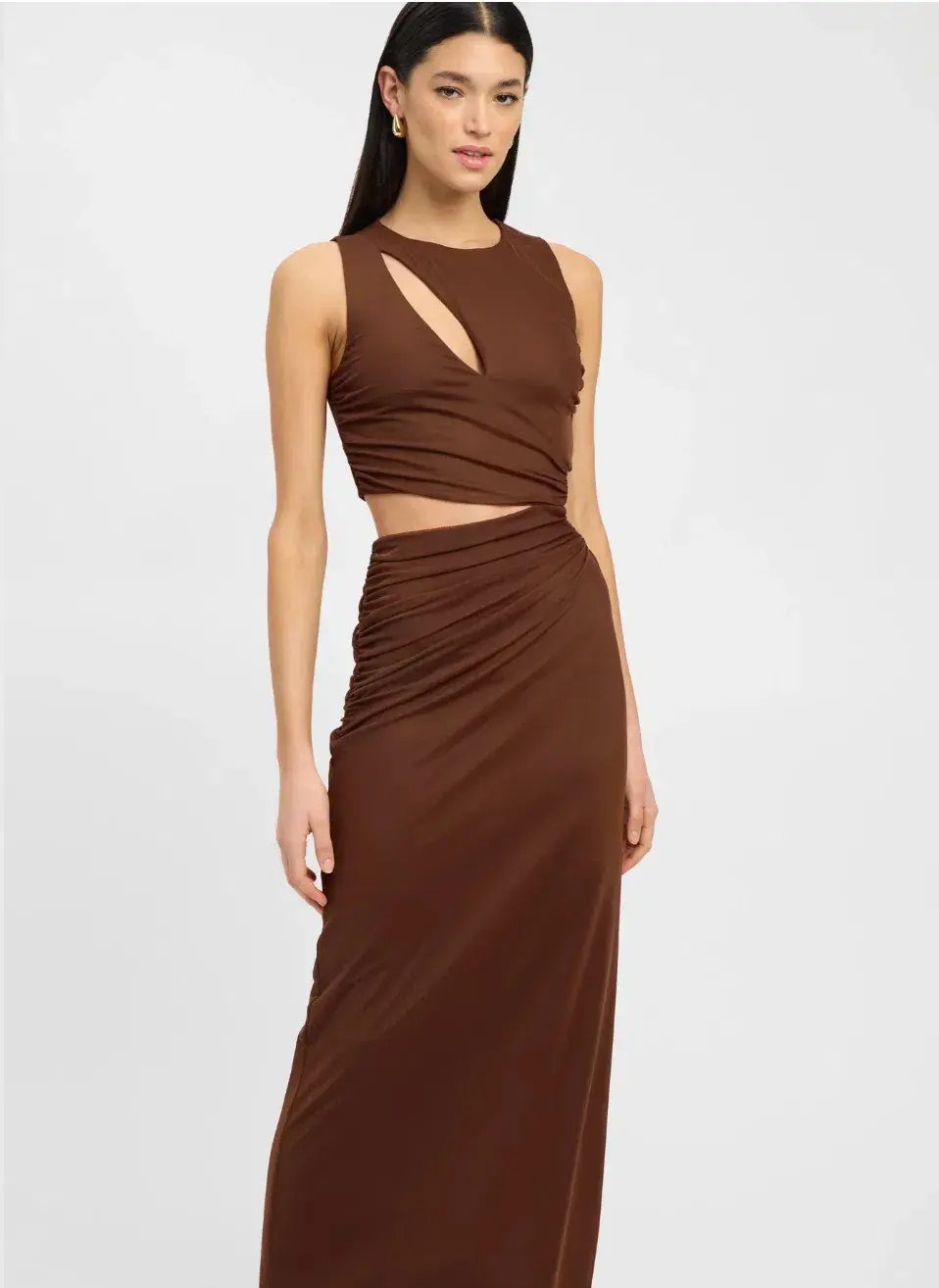 Kookai Bolt Cut Dress Brown Size 10 photo 2