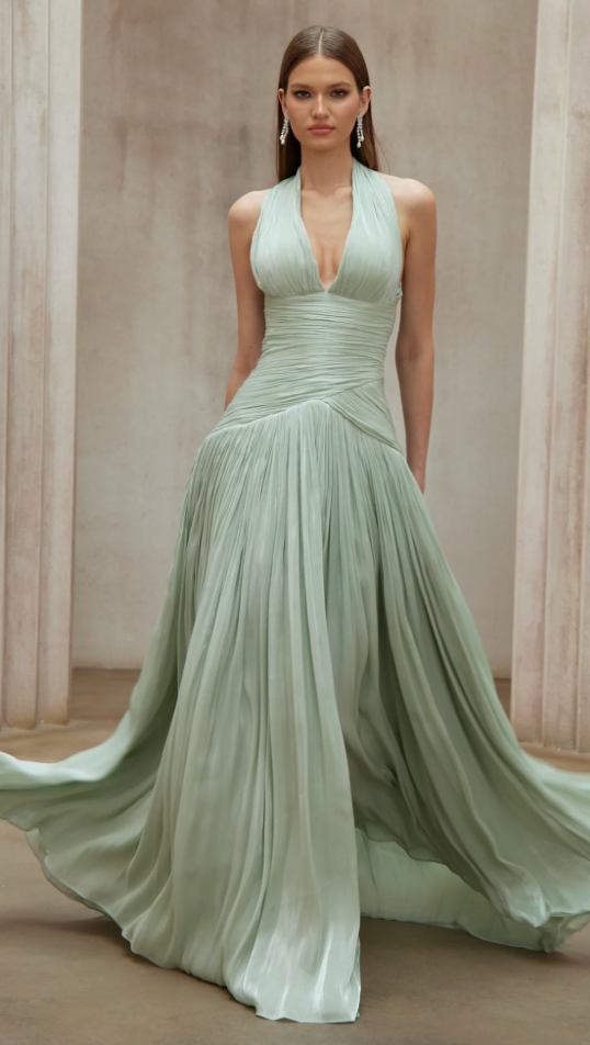 URANIE MINT GREEN GATHERED MAXI photo 5