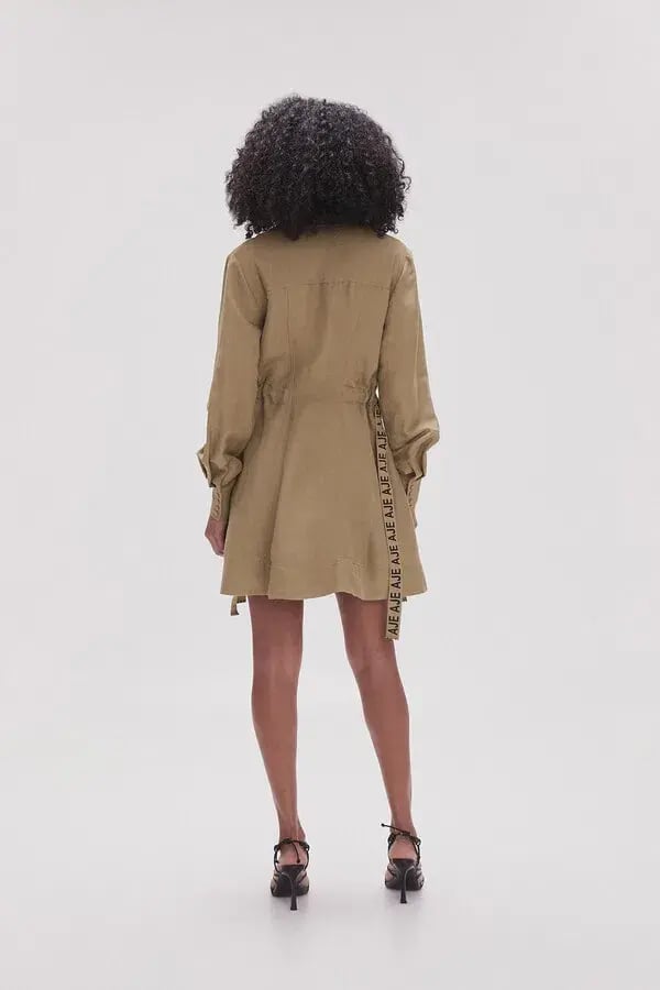 Aje Eternal Logo Mini Dress Desert Khaki Size 4 photo 3