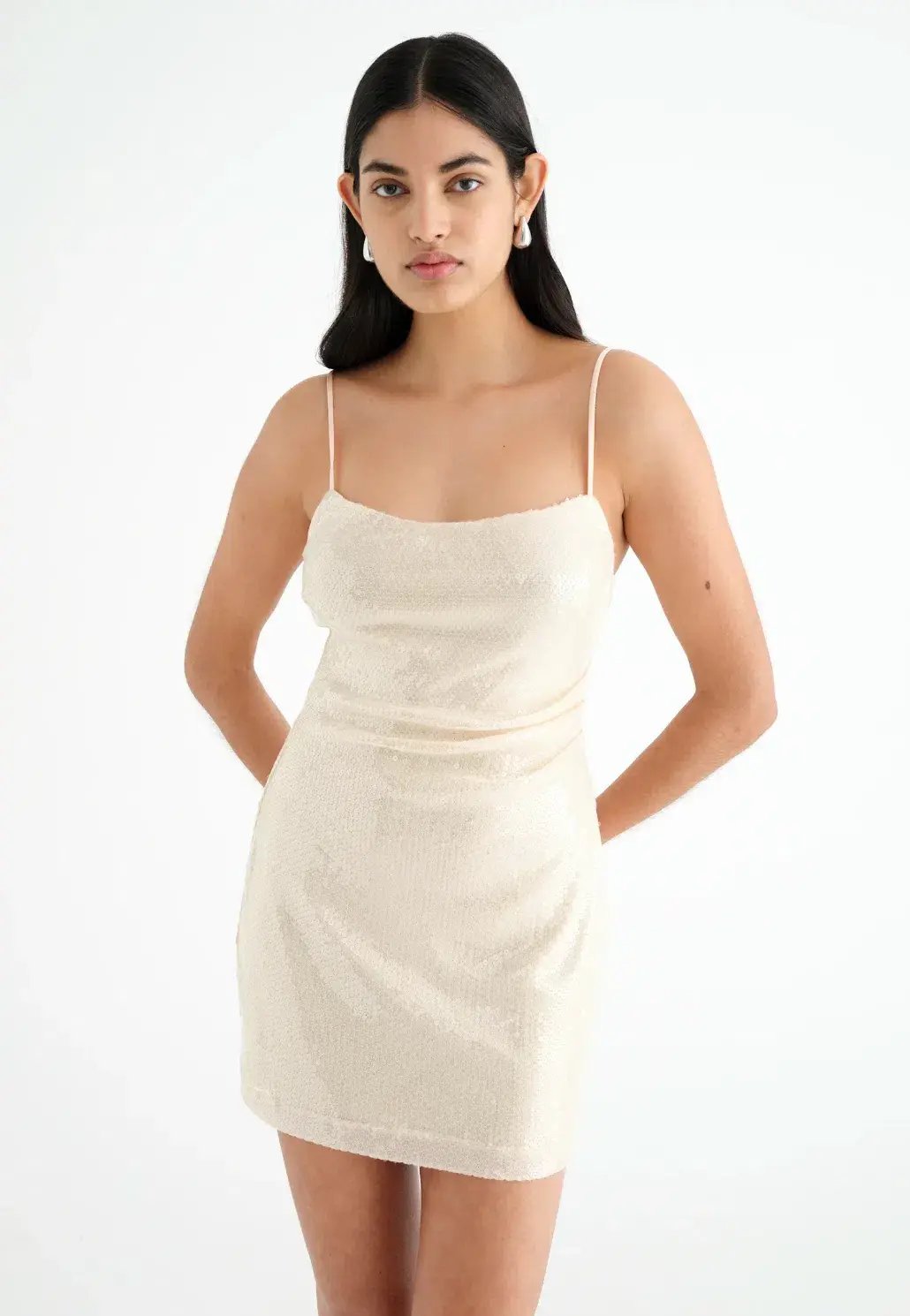 Benni Juliano Sequin Mini Dress Light Toffee Size 10 photo 4