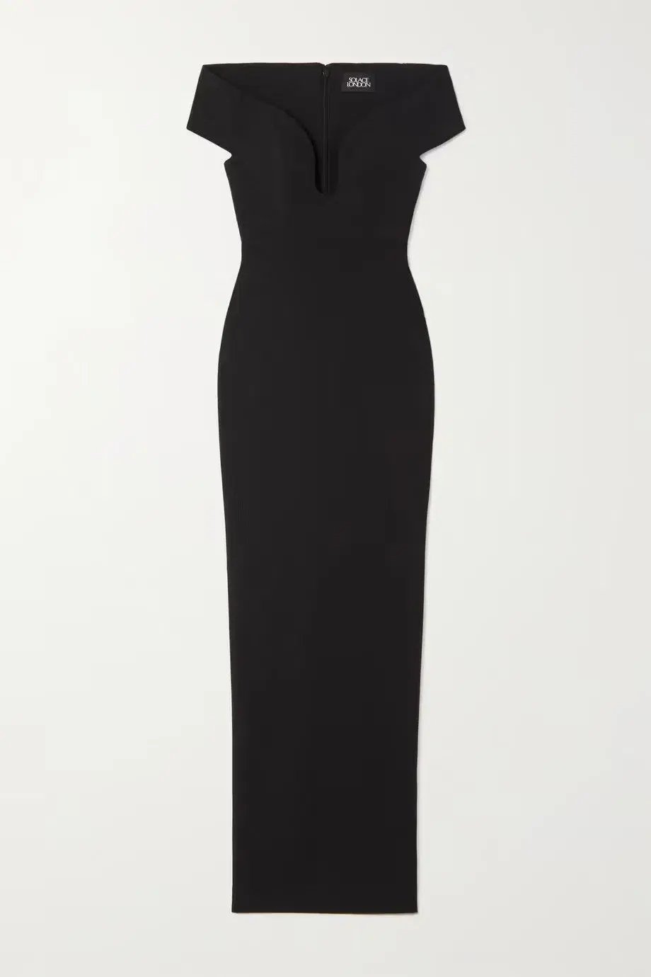 Solace London Marlowe Off-the-shoulder Crepe Gown Black Size 8 photo 4