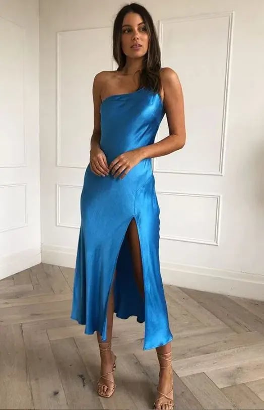 Bec and Bridge Frederic Asymmetrical Midi Dress Blue Size 8 photo 3