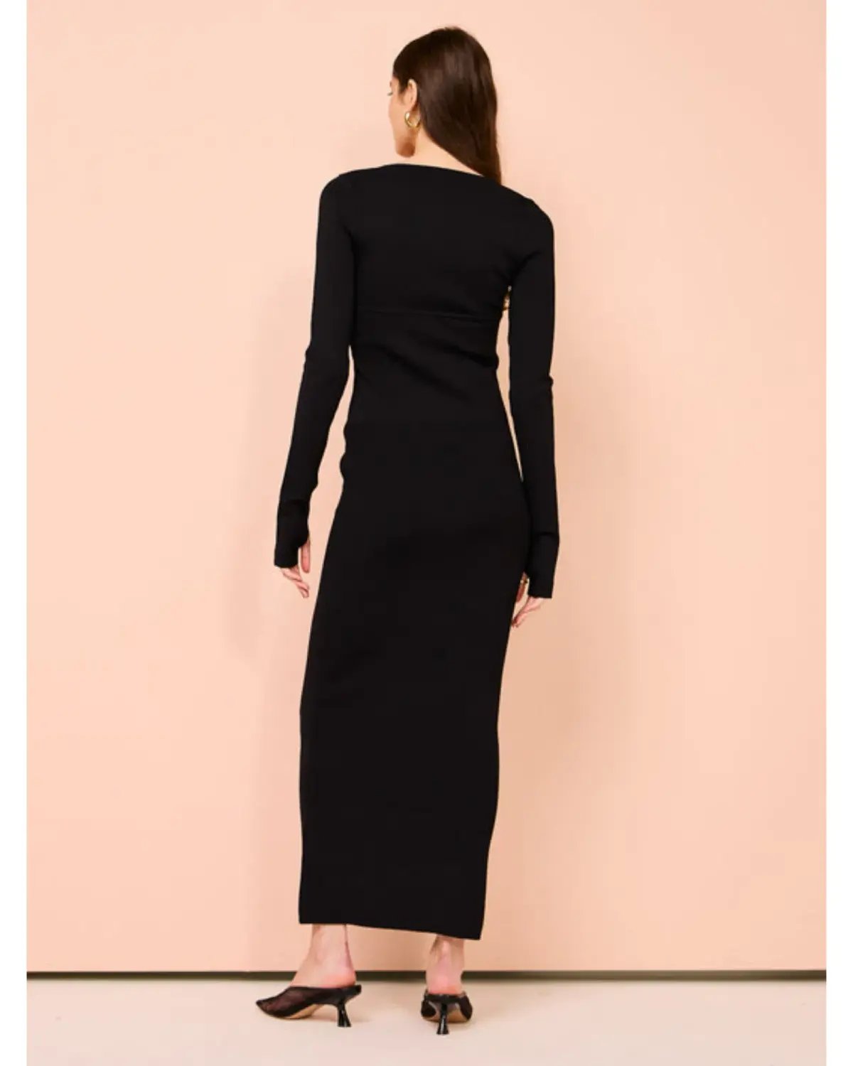Sir the Label Helena Long Sleeve Midi Dress In Black Size 1 / AU 8 photo 3