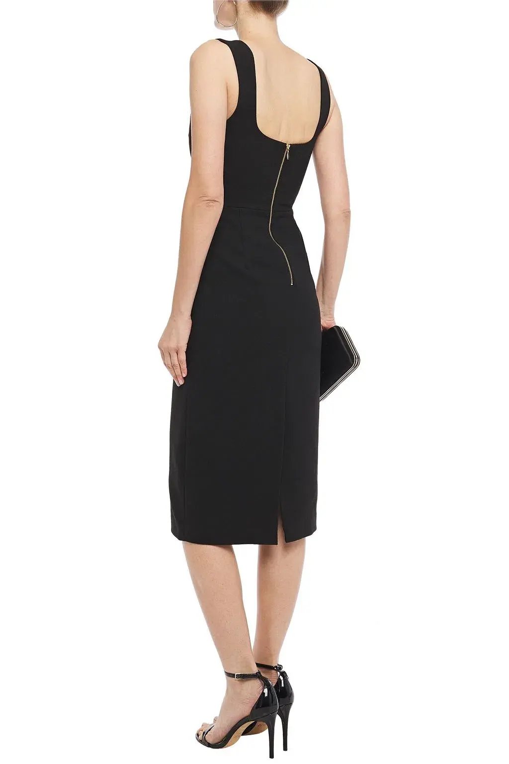 Rebecca Vallance Galerie Bow Embellished Crepe Midi Dress Black Size 6 photo 2