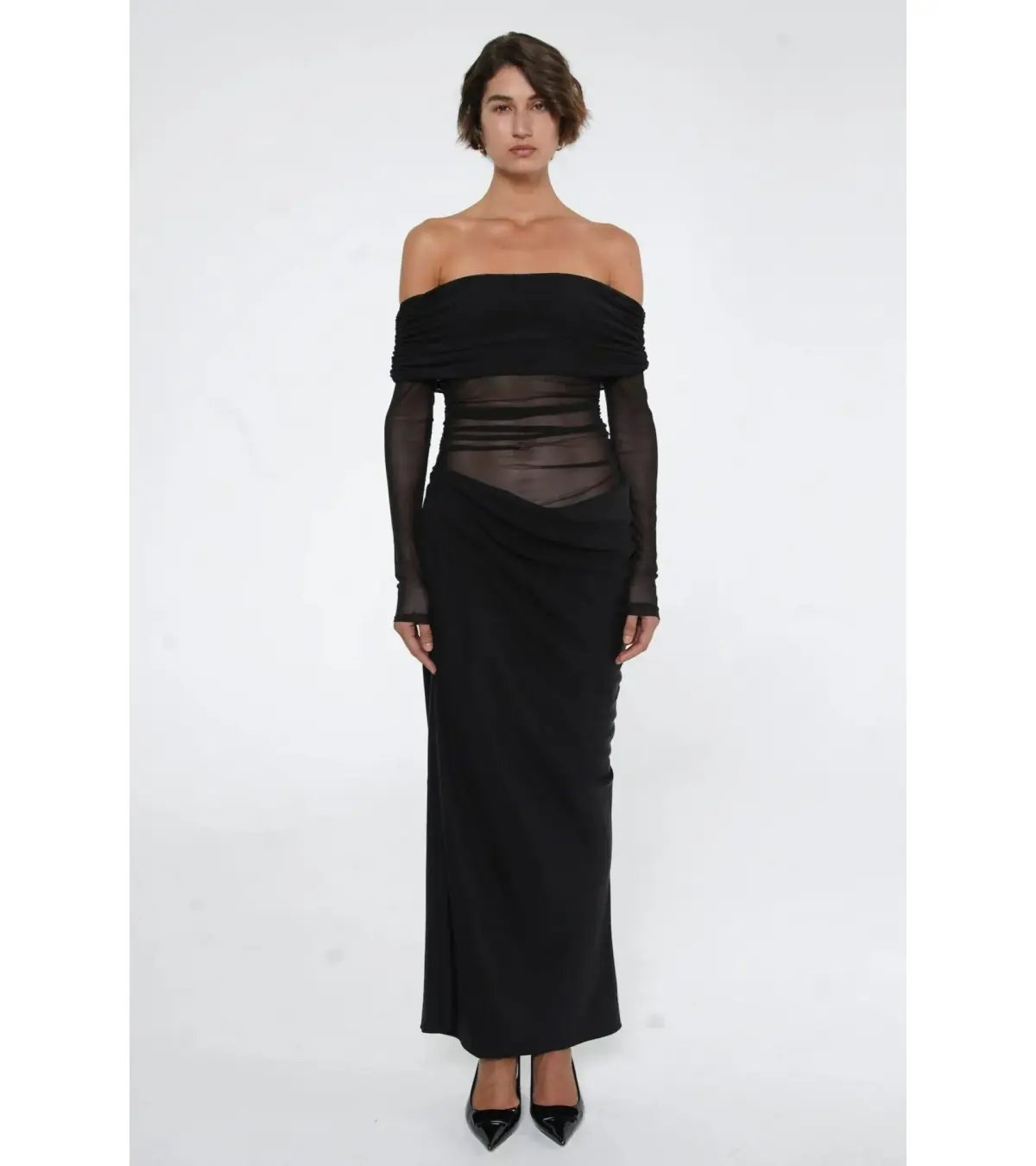Benni Yasmin Off Shoulder Maxi Dress Black Size AU 12 photo 4
