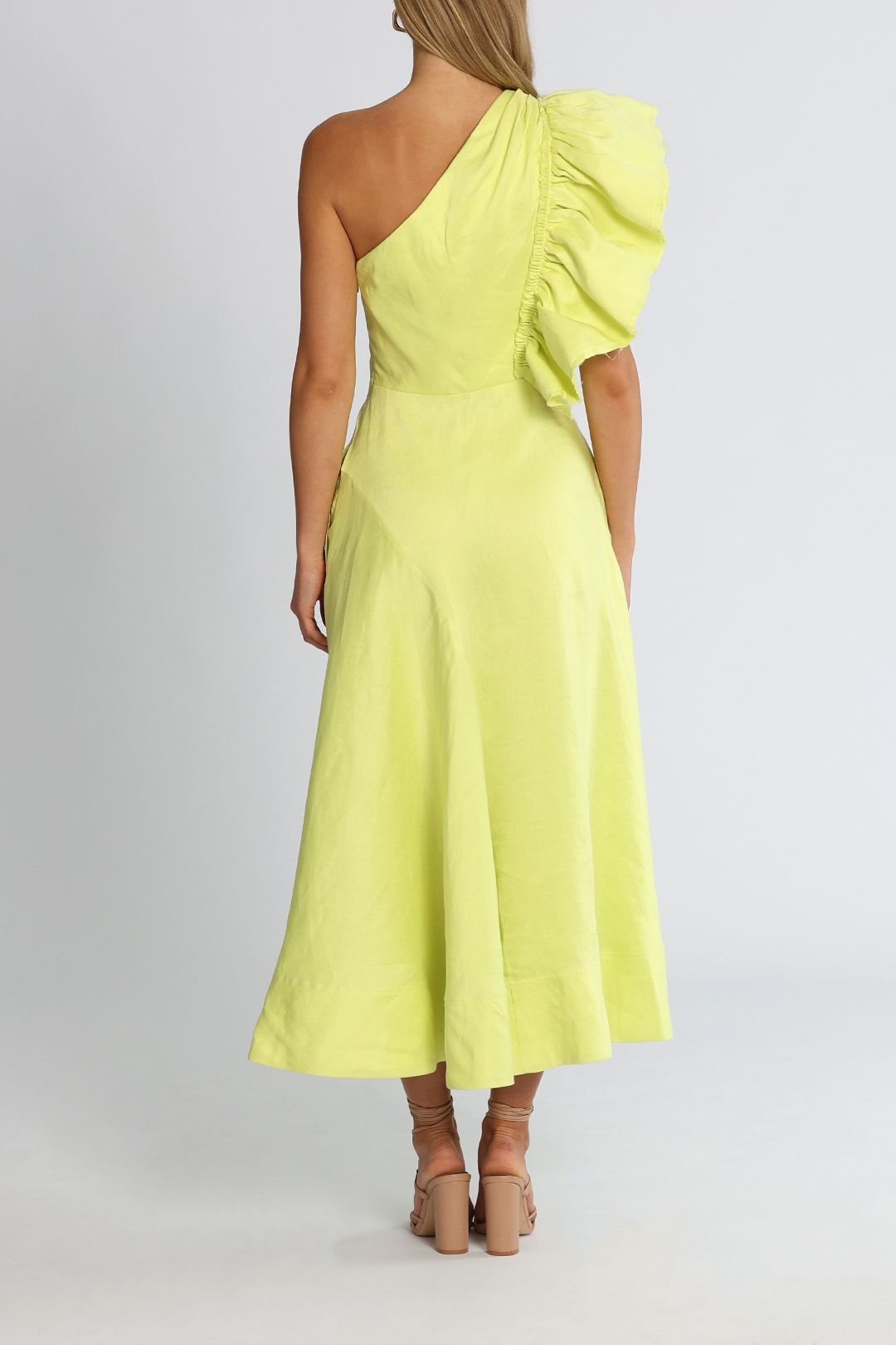 Bonjour Asymmetric Midi Dress - Lime Green photo 3