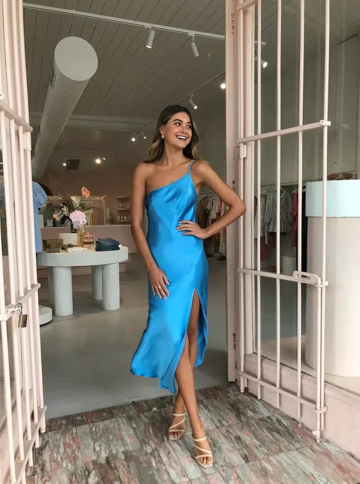 Bec & Bridge Frederic Asym Midi Dress Blue - Size 12 photo 2