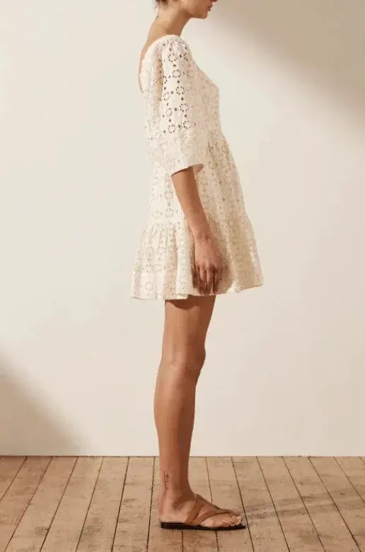 Shona Joy Fryda Square Neck Mini Dress Cream Size Small / AU 8 photo 2