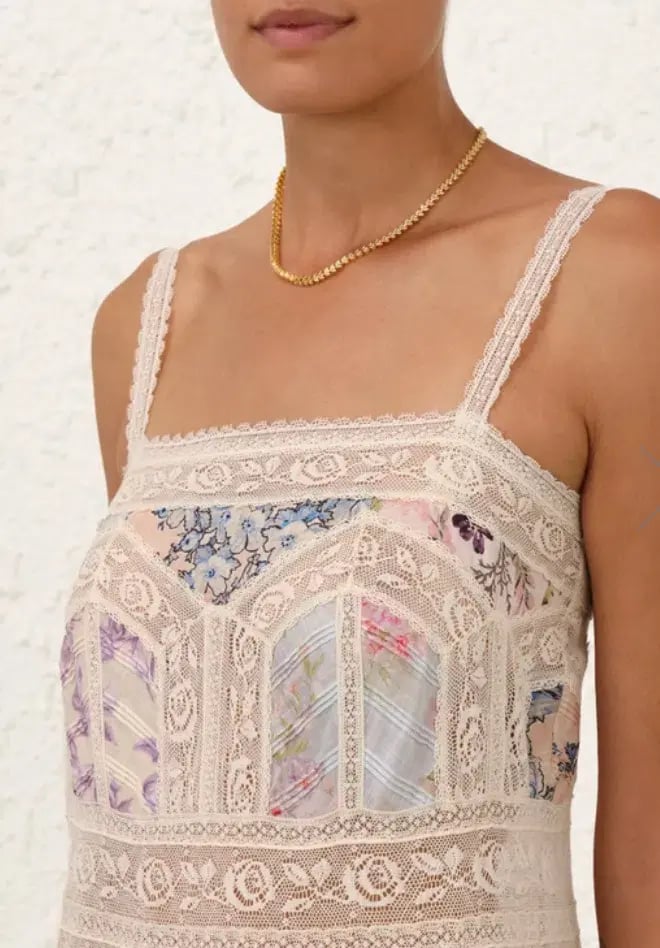 Zimmermann Halliday Lace Trim Slip Dress in Spliced Size 0/ AU 8 photo 6