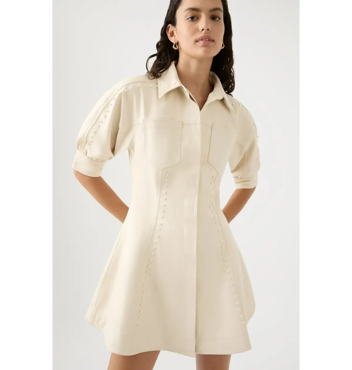 Aje Claire Pearl Mini Dress Sandstone Beige Size AU 4 photo 3