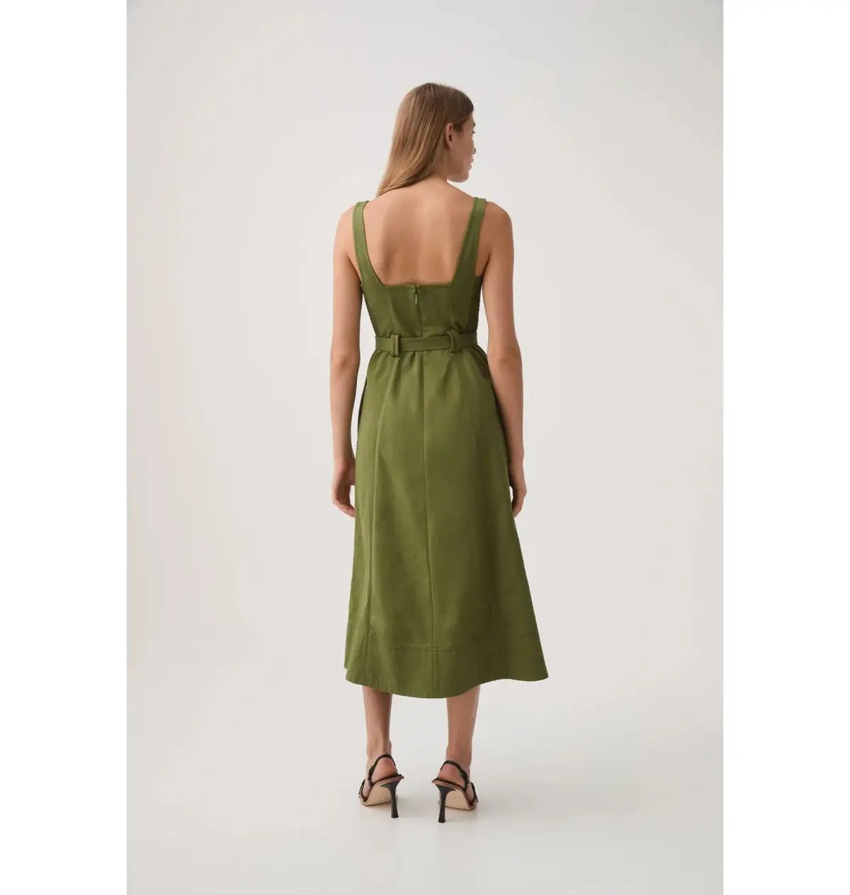 Aje Axle Utility Midi Dress in Palm Green Size AU 8 photo 4
