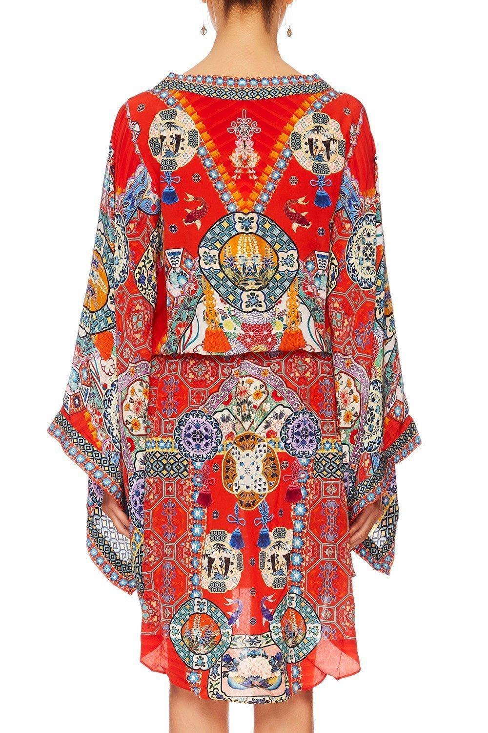 Camilla 'Found in Translation' V-neck Kimono Dress with Tie Size 14 photo 3
