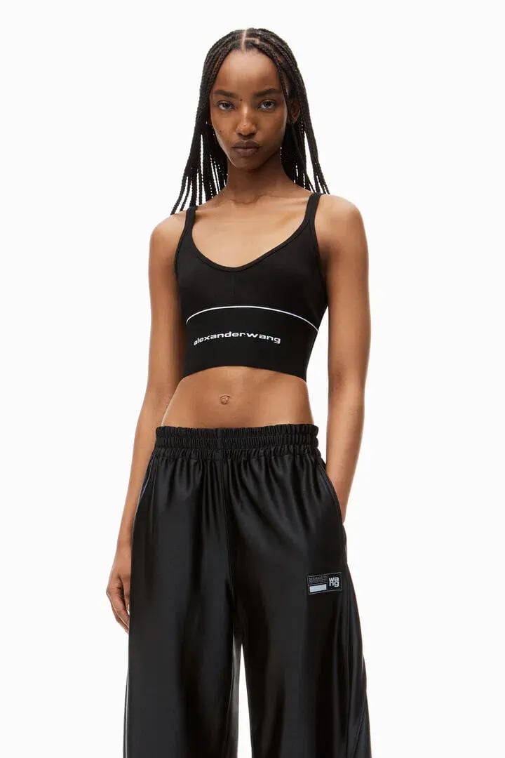 Alexander Wang Logo Elastic Bra in Black Ribbed Jersey Size S / AU 8 photo 5