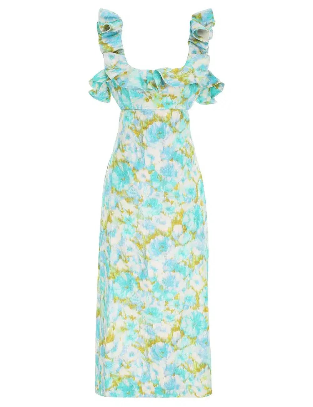 Zimmermann High Tide Frilled Midi Dress Floral Size 1/Au 10 photo 5