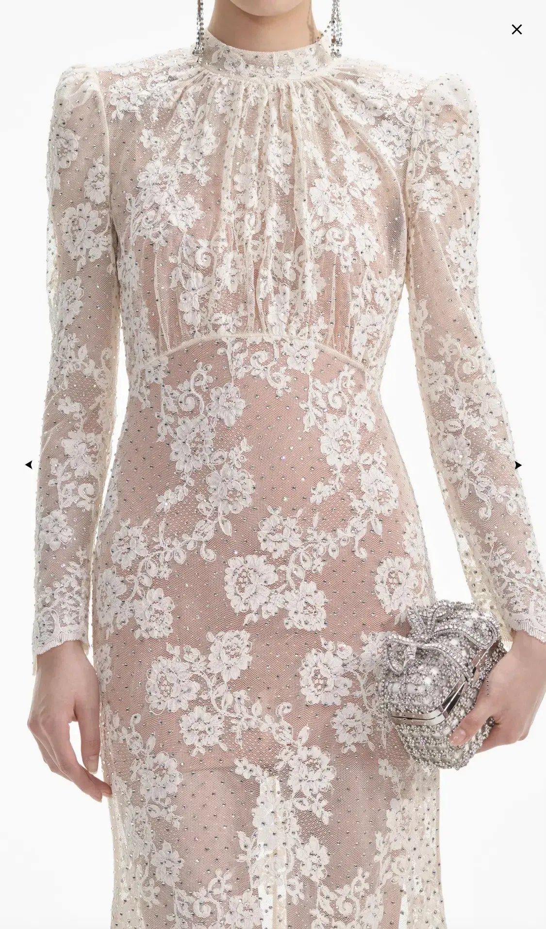 Self-Portrait White Rhinestone Lace Maxi Dress Size AU 10 photo 2