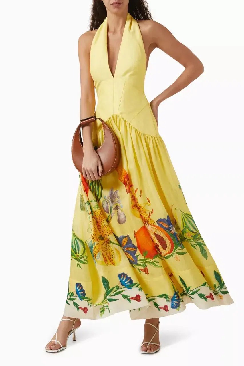 ALEMAIS Dahlia Halter Gown Yellow Size 10 AU photo 10