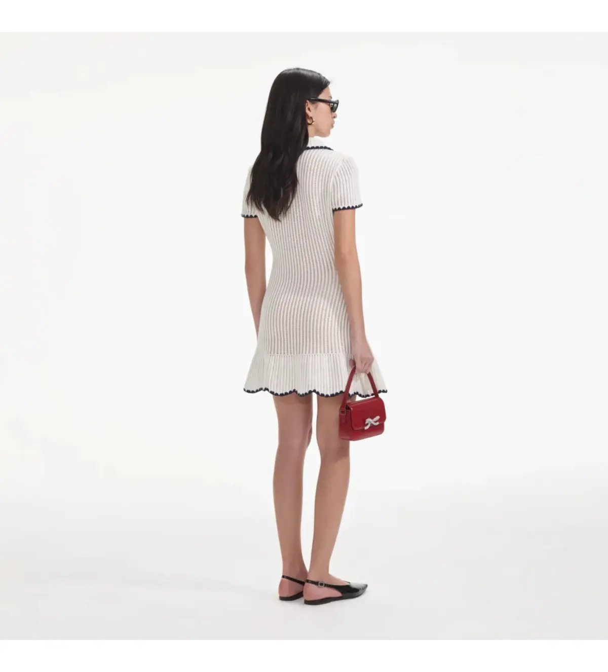 Self Portrait Cream Crochet Collared Mini Dress Size M/AU 8 photo 2