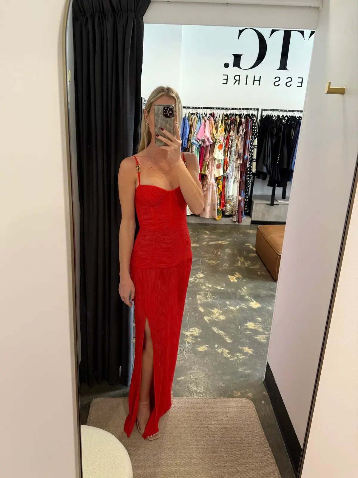 Manning Cartell Double Time Pleat Maxi / Red / Size 8 photo 2