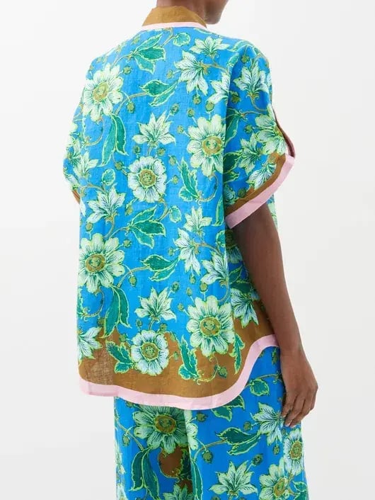 Alemais Winnie Floral Spliced Blue Brown Shirt and Pant Two Piece Set Floral Size 10 photo 4