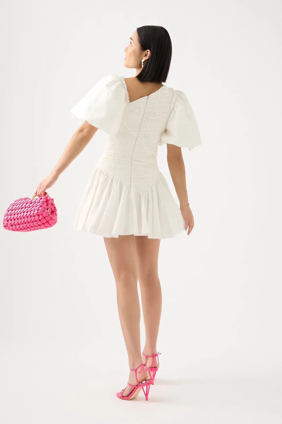 Aje Dawn Drawstring Mini Dress Ivory White Size 6 photo 3
