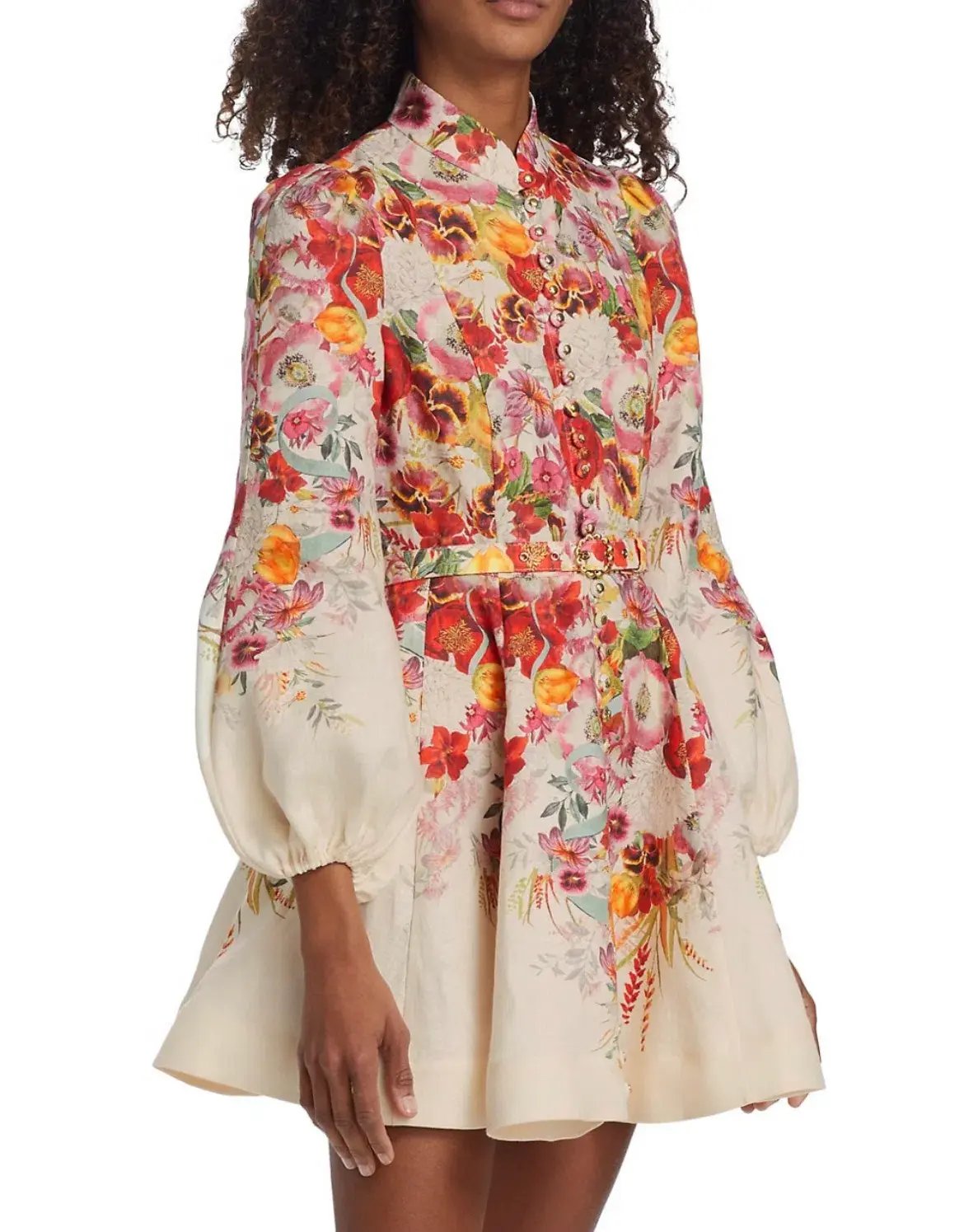 Zimmermann The Wonderland Buttoned Mini in Elka Poppy Ivory Size 1 /Au 10 photo 4