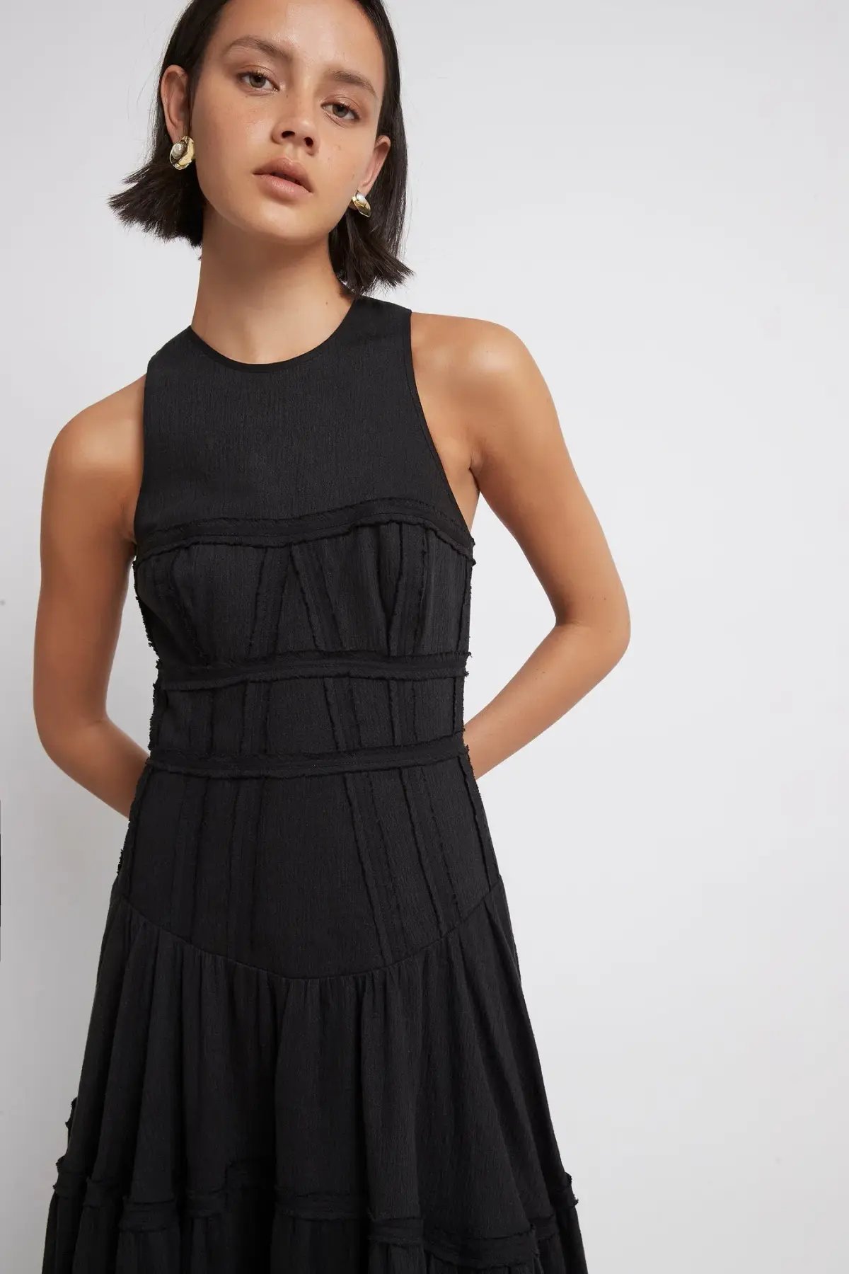 Aje Tidal Corset Midi Dress Black Size 8 photo 4