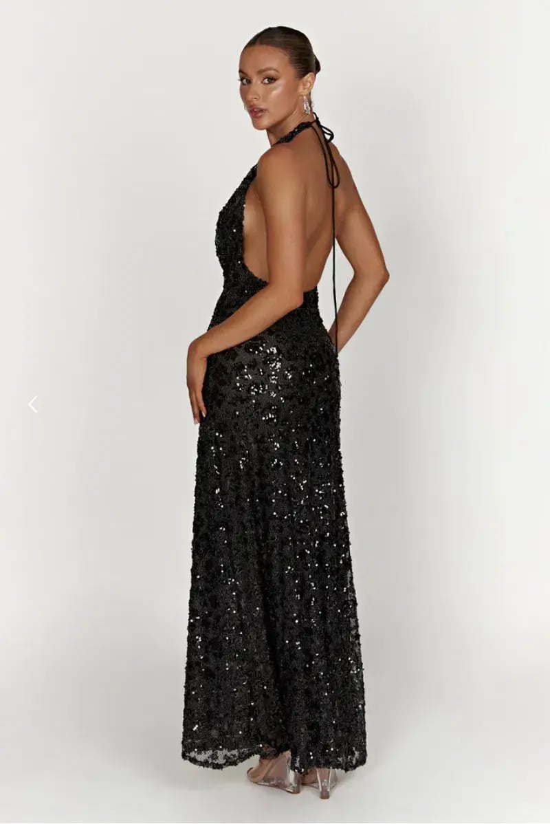 Meshki Nicola Maxi Dress Black Sequin Size S / AU 8 photo 3