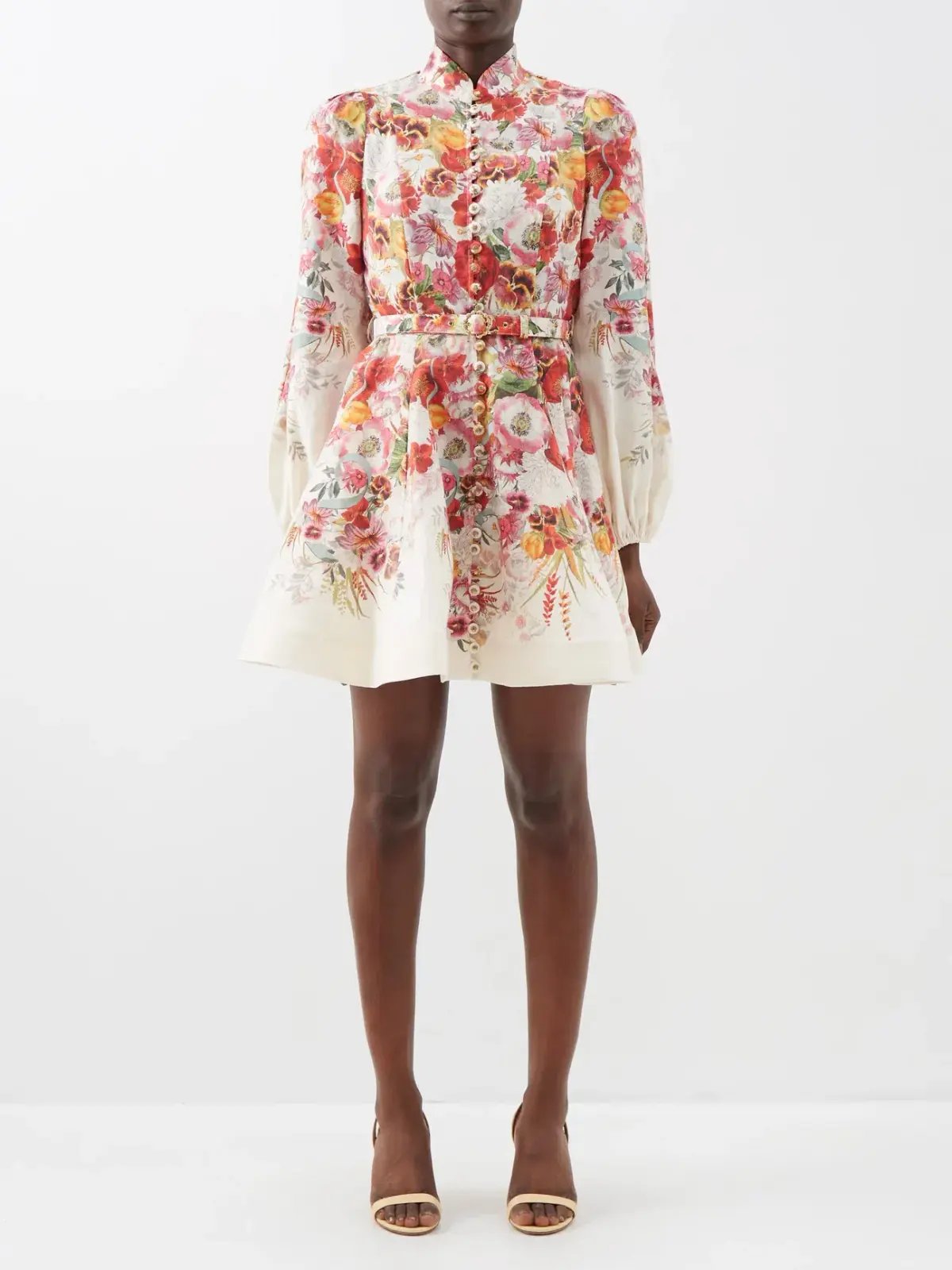 Zimmermann Wonderland Buttoned Mini Dress Floral Size 3 / Au 14 photo 4
