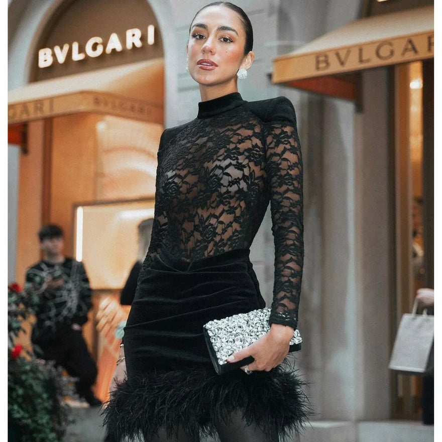 Olga Berg Renata Crystal Encrusted Clutch - Black/Silver photo 3