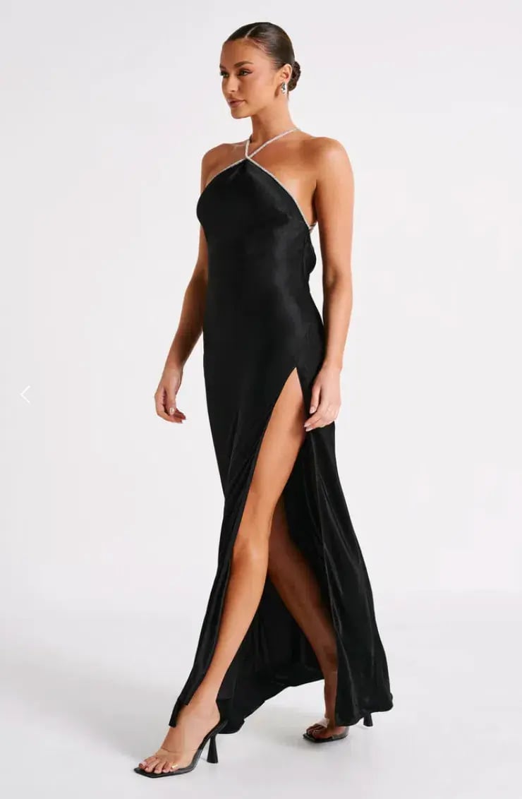 Meshki Louise Diamante Rope Maxi Dress in Black Size 8 photo 2