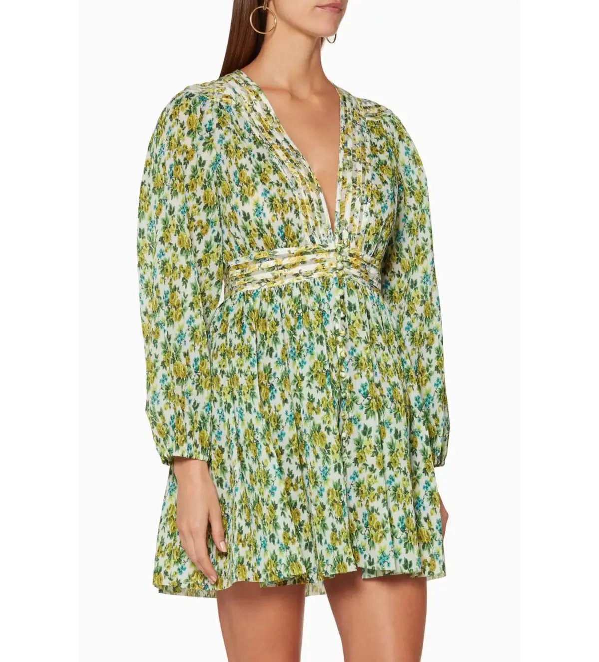 Zimmermann Golden Plisse Mini Dress Lemonade-Acid Floral-Print Size 0/Au 8 photo 2