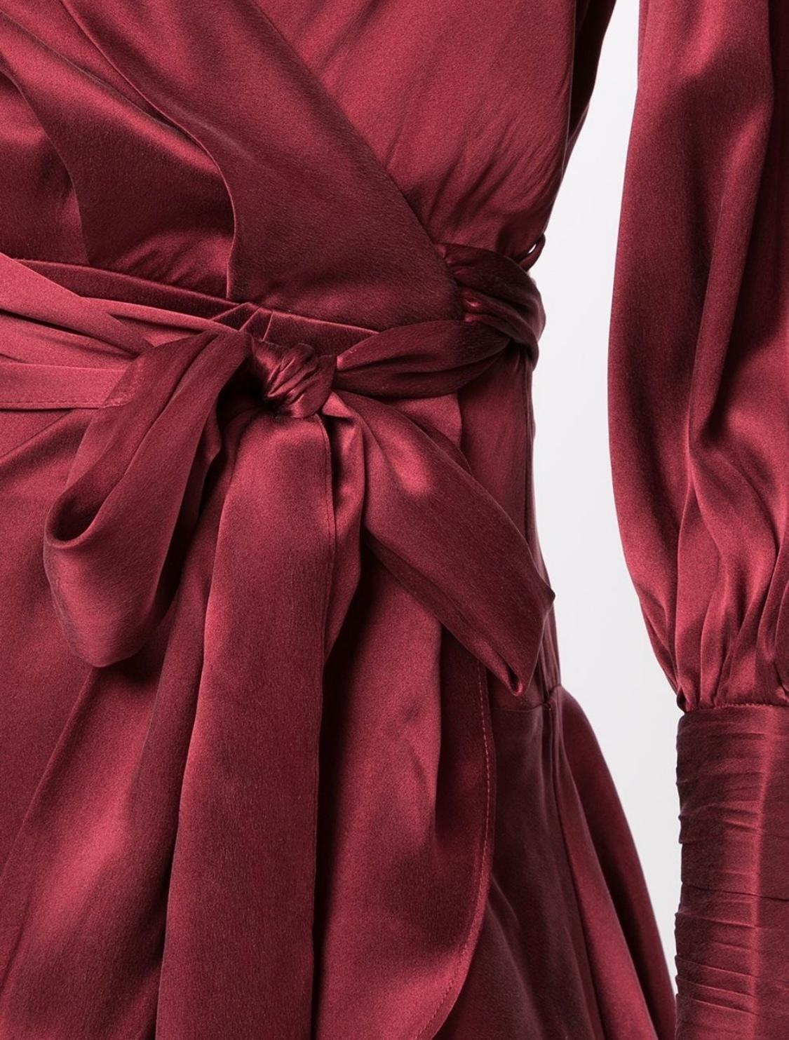Zimmermann Belted Silk Wrap Mini Dress Berry Red Size 6 photo 3
