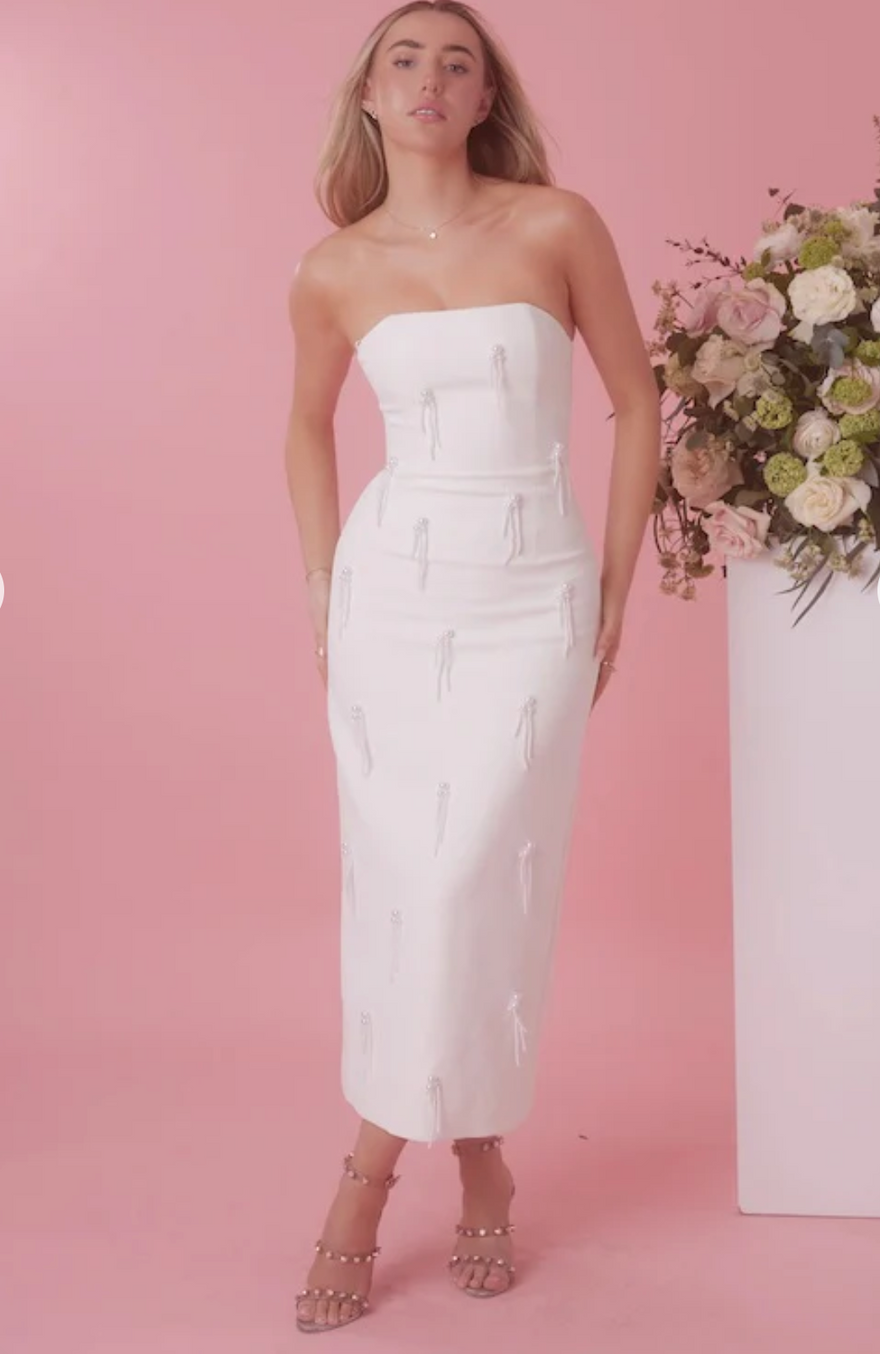 Odd Muse Embellished Midi Dress White photo 3