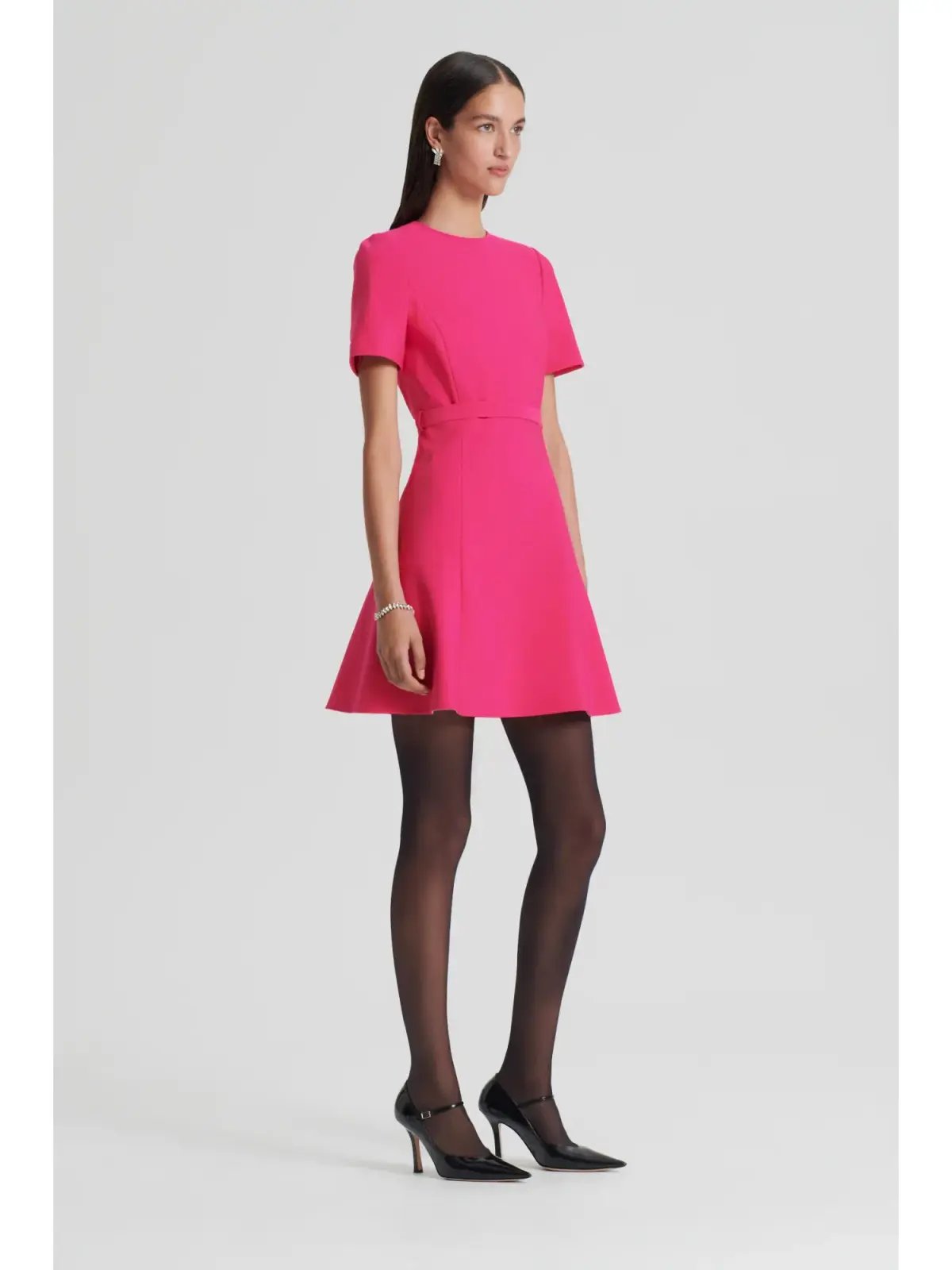 Scanlan Theodore Italian Milano Short Sleeve Dress in Raspberry Size AU 6 photo 3