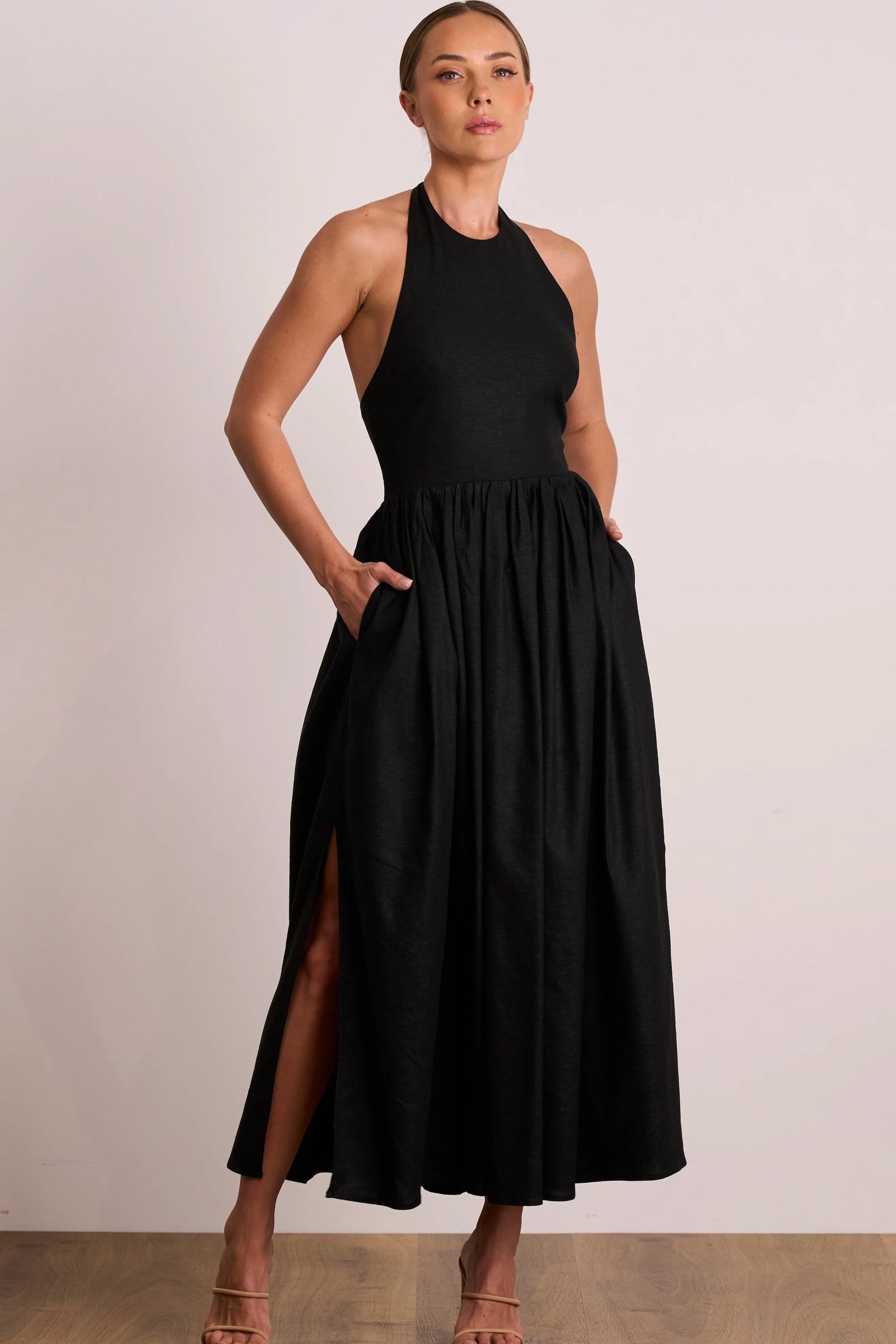 PASDUCHAS JOYRIDE HALTER MIDI DRESS - BLACK photo 5
